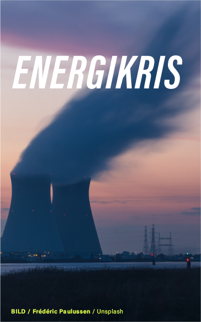 "Två stora kyltorn från ett kraftverk mot en skymningshimmel med elstolpar i fjärran, vilket skildrar oro över energi och dess miljöpåverkan."