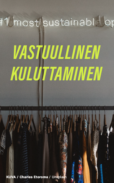 Vaaterekki ja teksti: "Vastuullinen kuluttaminen". Spring-ideakilpailu.