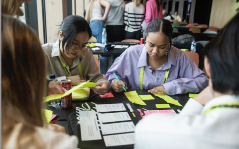 A team working on their idea at the Spring Idea Incubator.